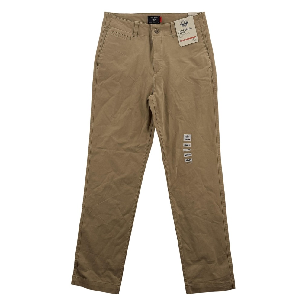 Dockers California Khaki Pants Mens 32x34 Tan Straight Fit Smart 360 Flex Chino